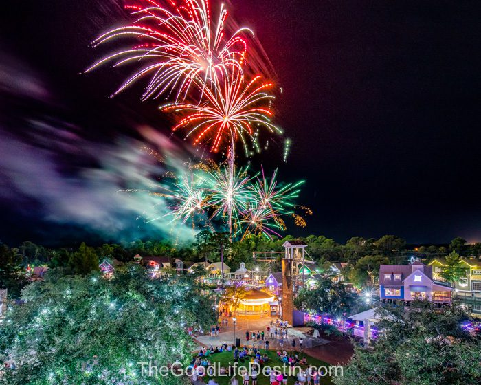 Fireworks over the Village of Baytowne Wharf Events Plaza