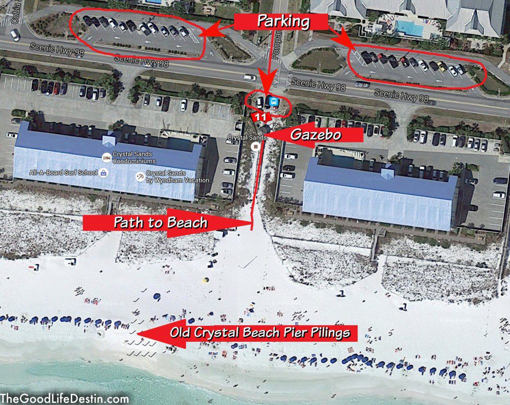 Aerial View of Pompano Street Public Beach Destin Florida