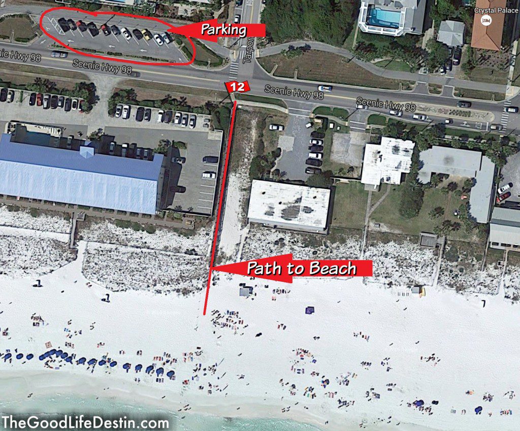 Aerial view of Tarpon Street Public Beach Access Destin Florida