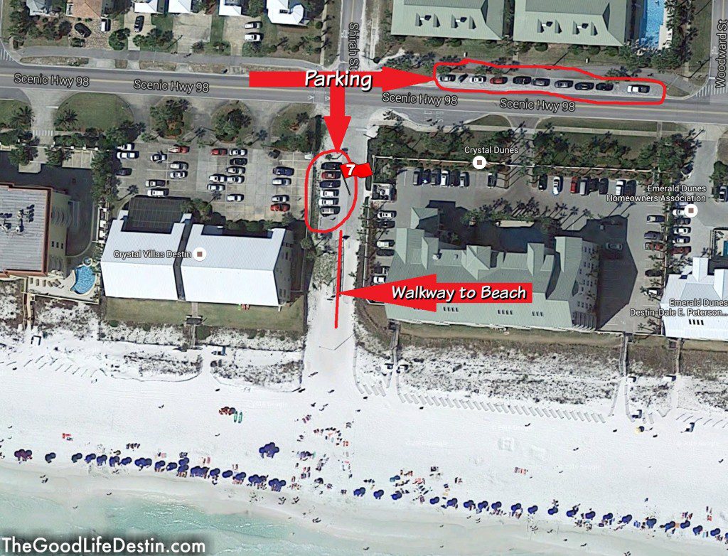 Aerial View of Shirah Street Public Beach Destin Florida
