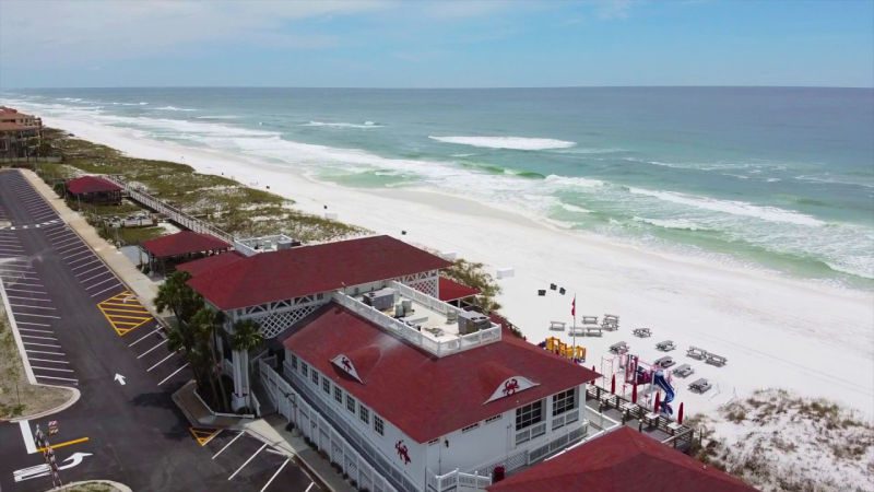 Aerial View of James Lee Public Beach at Crab Trap in Destin