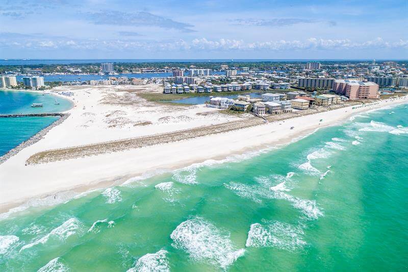 aerial view of the beach in Destin Florida
