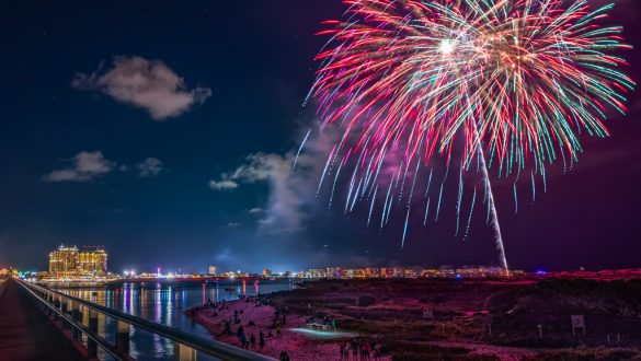 Destin Harbor Fireworks from the Destin Bridge