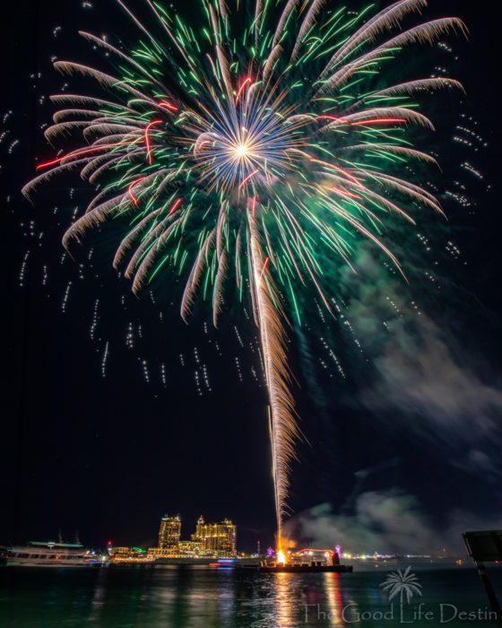 Destin Harbor Fireworks from West Jetties beach