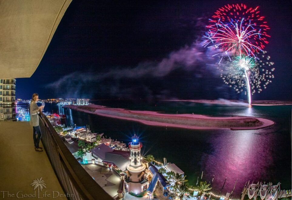 Destin Harbor Fireworks from the Emerald Grande Balcony