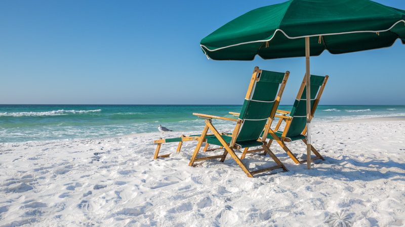 Chairs set up on the beach in Destin