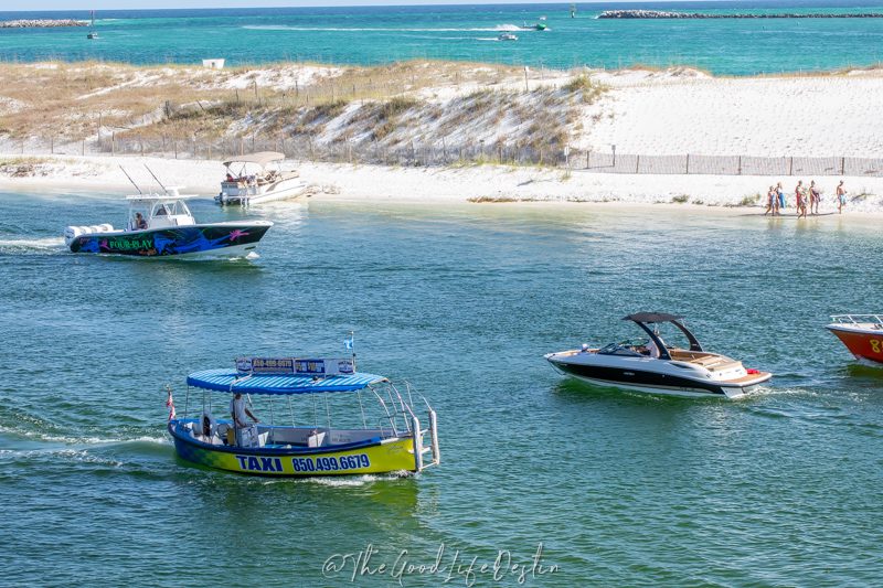 Destin Water Taxi and other boats on the water in March