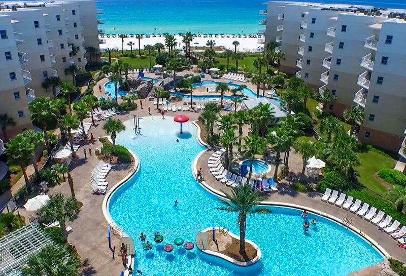aerial view of waterscape pool on okaloosa island
