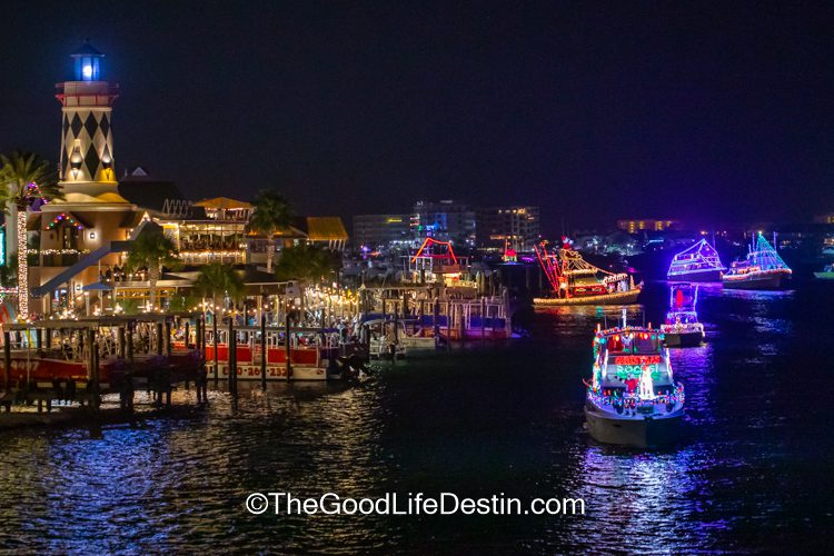 Boats at the Lighted boat parade in destin