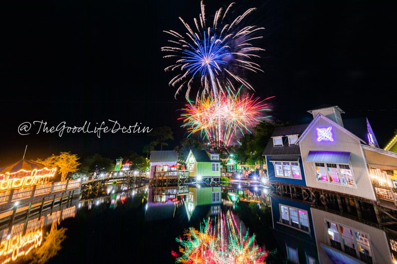 Baytowne Fireworks from the Boardwalk in front of Rum Runners Sandestin