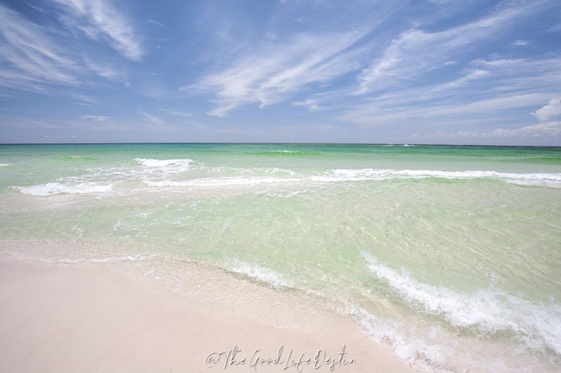 Clear water on the beach in June in Destin