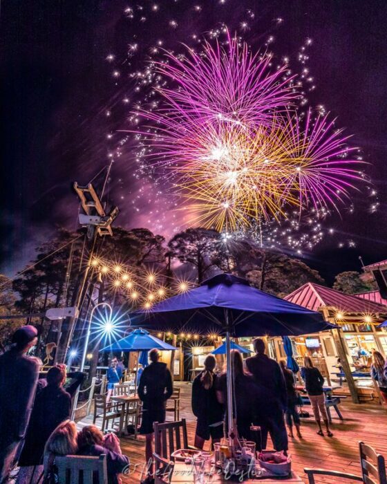 Baytowne Wharf Fireworks from Marina Bar and Grill