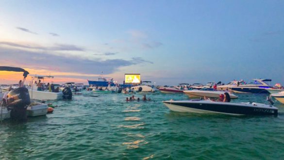Shark Movie at Crab Island at Sunset