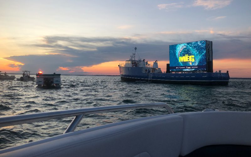Movie on the SplashBoards screen at Crab Island