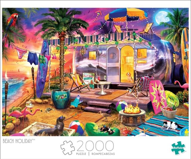 Beach camper with colorful cozy decor in a jigsaw puzzle