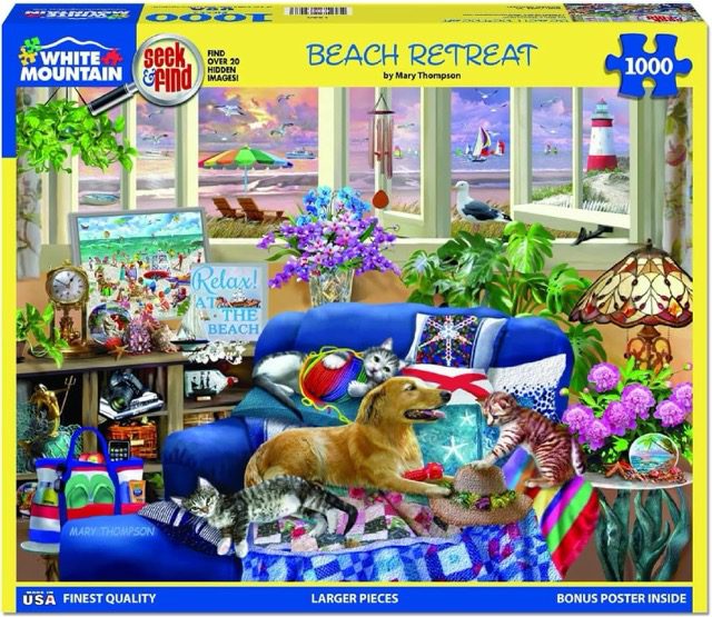 Beach Puzzle with a golden retriever in a beach house