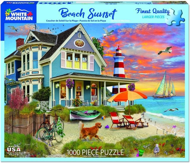 Beach vacation puzzle with sunset
