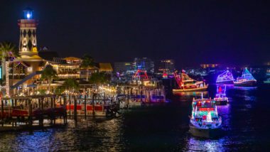 Lighted Boats on the Harbor at the Destin Lighted Boat Parade