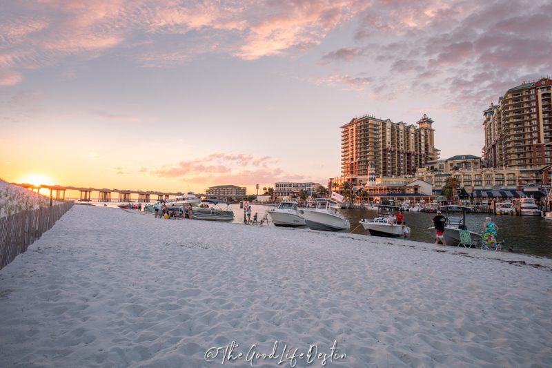 Sunset at the beach in Norriego Point on Destin Harbor