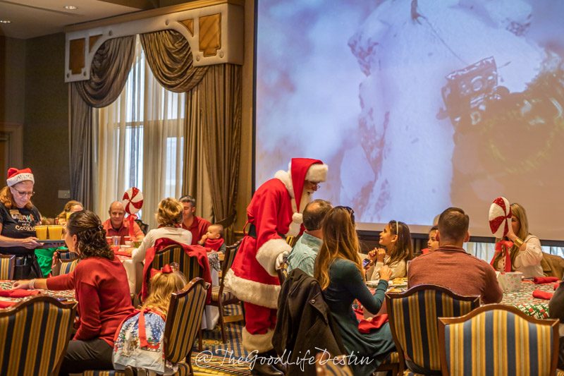 Santa talking to Kids at Breakfast with Santa at Emerald Grande