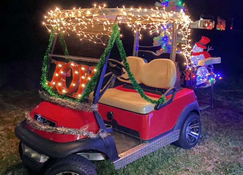 Sandestin Golf Cart decorated for Christmas