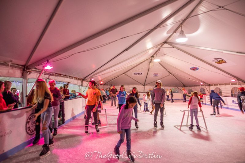 Kids ice skating at the Baytowne Wharf ice rink