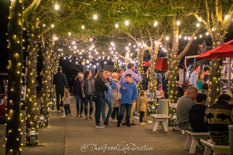 Christmas Lights in Seaside, Florida at the Food Trucks