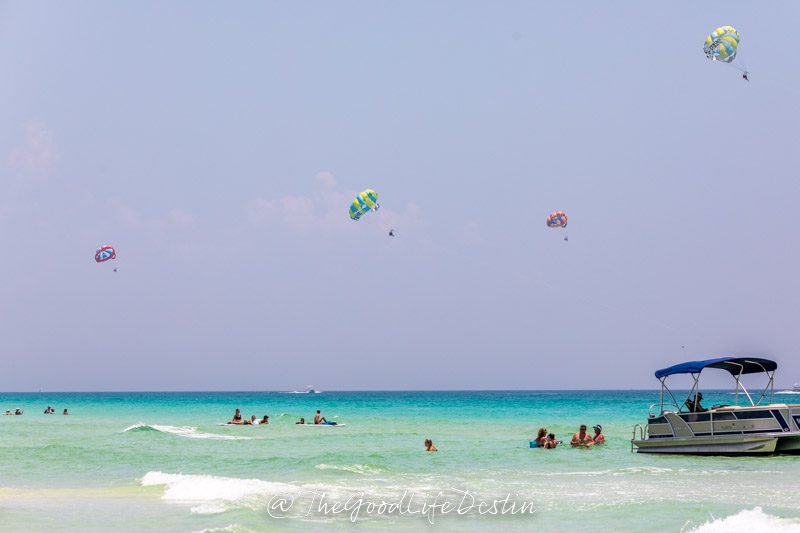 Parachutes over the beach in summer in Destin