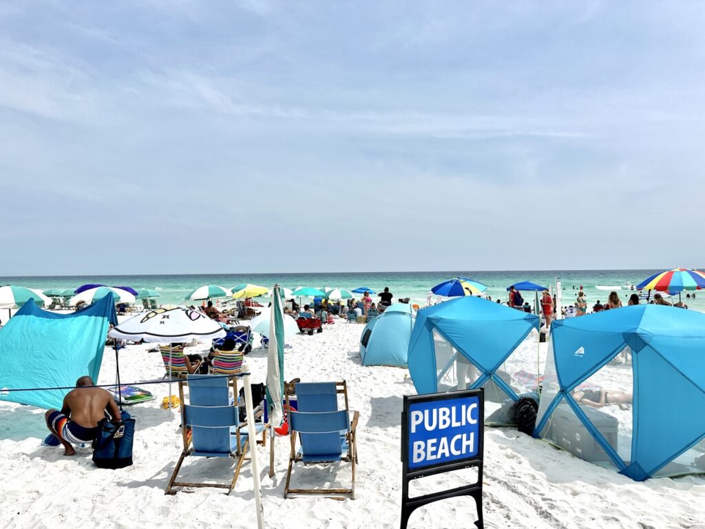 A public beach in Destin Florida roped off