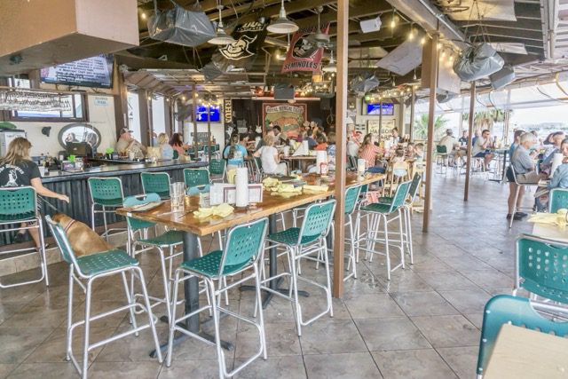 Patio Tables outside at Harry T's on Destin Harbor