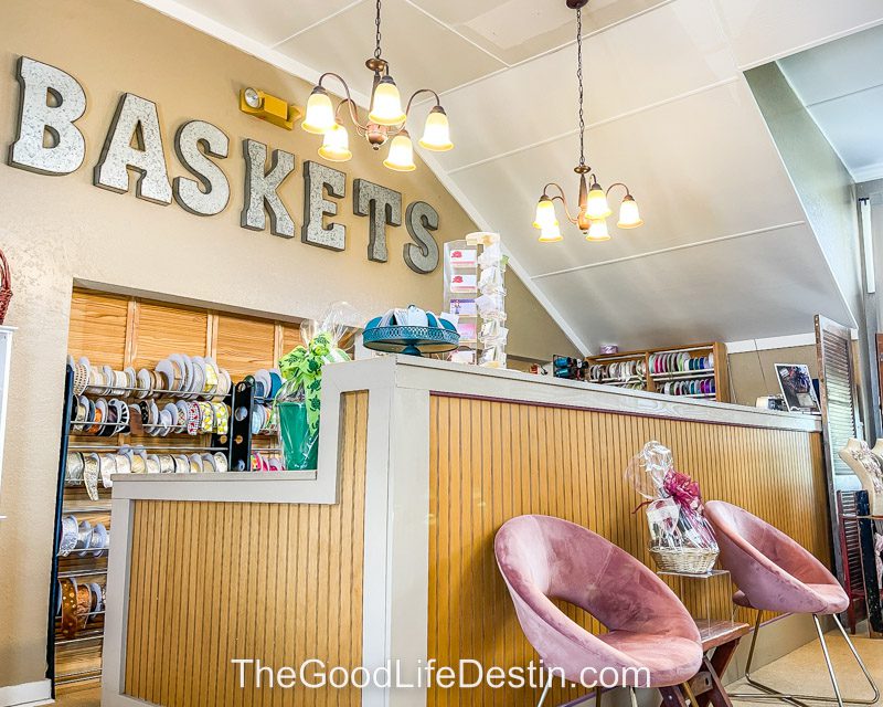 Custom gift basket station at the Emerald Coast Winery