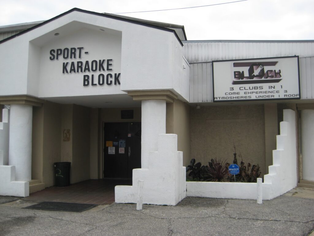 Outside of the Block nightclud in Fort Walton Beach where they host karaoke 5 nights a week