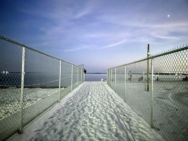 The path out to Norriego Point through construction fences