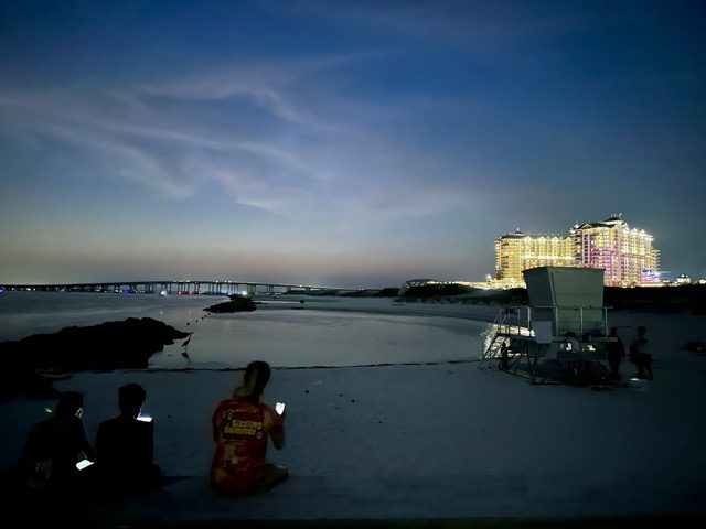 People waiting to watch the fireworks at Norriego Point in Destin