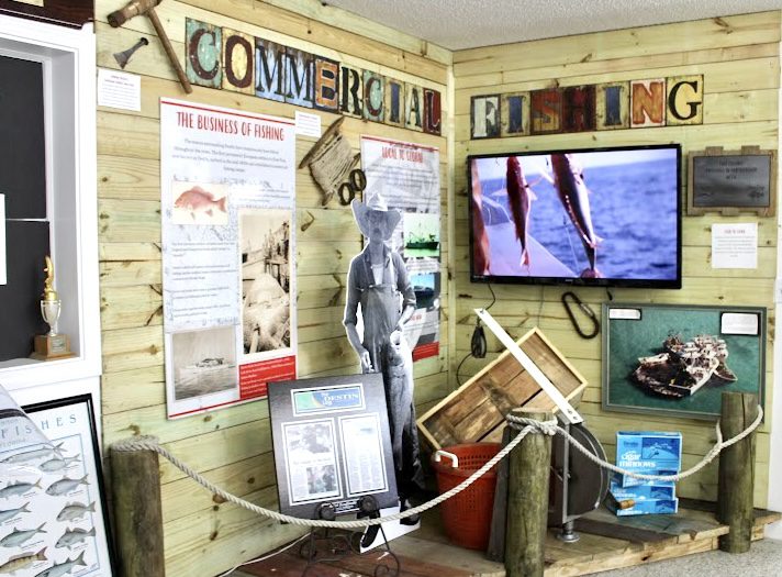 Commercial Fishing Information at the Destin History Museum hanging on the walls