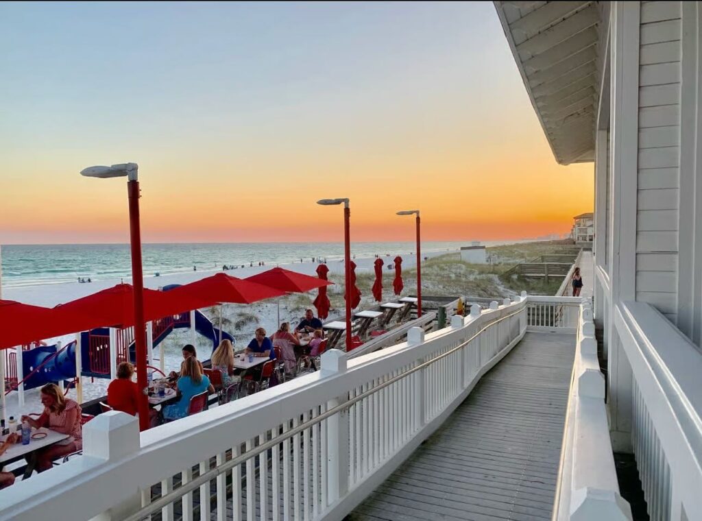 Crab Trap restaurant looking out to the beach at James Lee Park in Destin