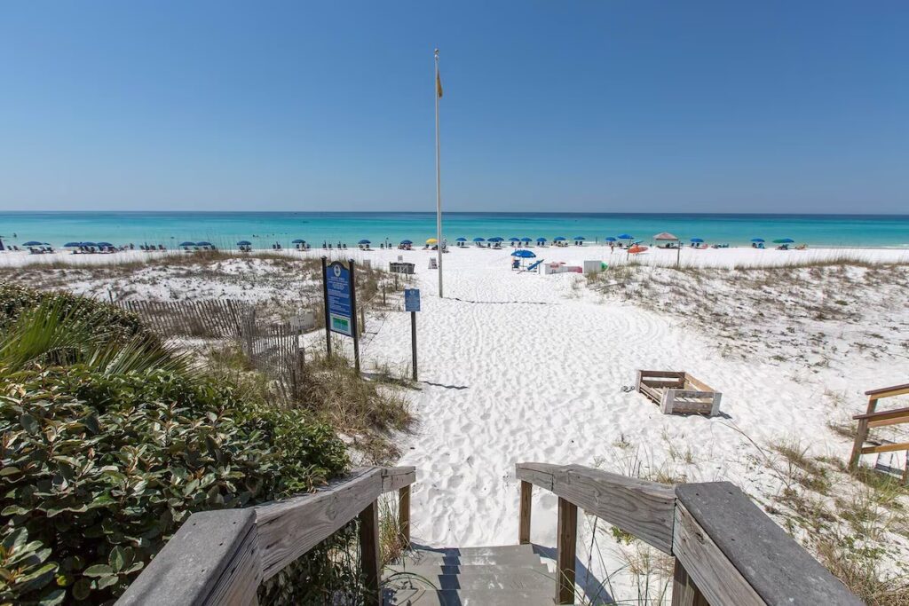 Crystal Beach access Destin Florida stairs leading down to beach
