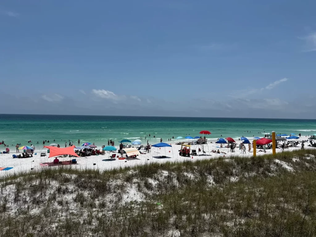Tents and chairs at James Lee Beach in Destin Florida