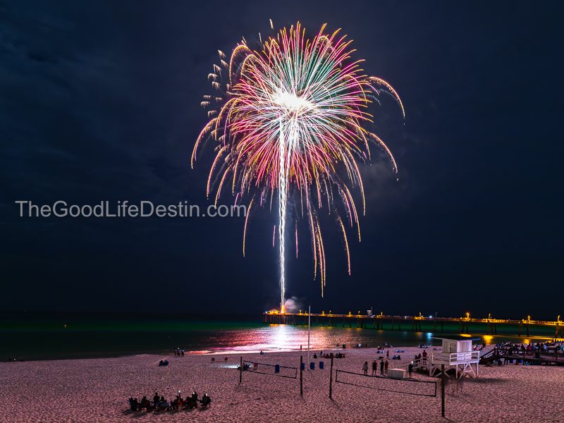 Fireworks over the pier and Boardwalk Beach on Okaloosa Island