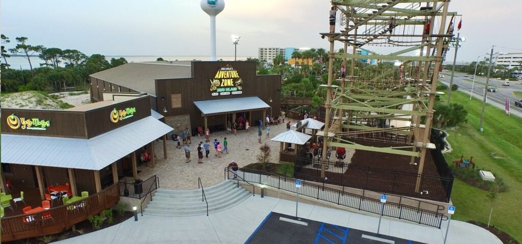 Aerial view of the entrance to Wild Willy's on Okaloosa Island