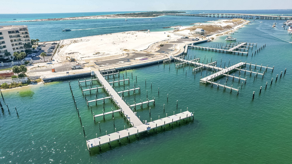 Boat docks at Norriego Point Beach Park in Destin Florida 