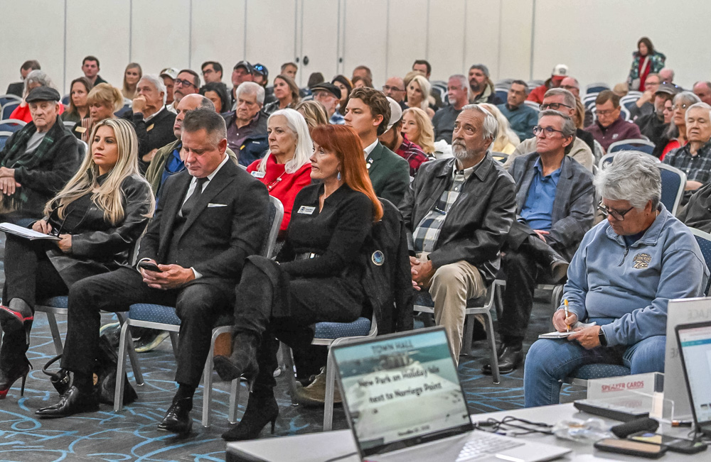 People at the Norriego Point town hall meeting in Destin