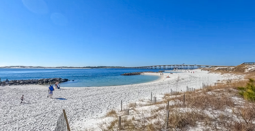 Swimming cove and beach area at Norriego Point Beach Park in Destin Florida 