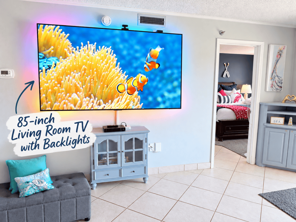 Destin vacation rental with 85" TV and backlights